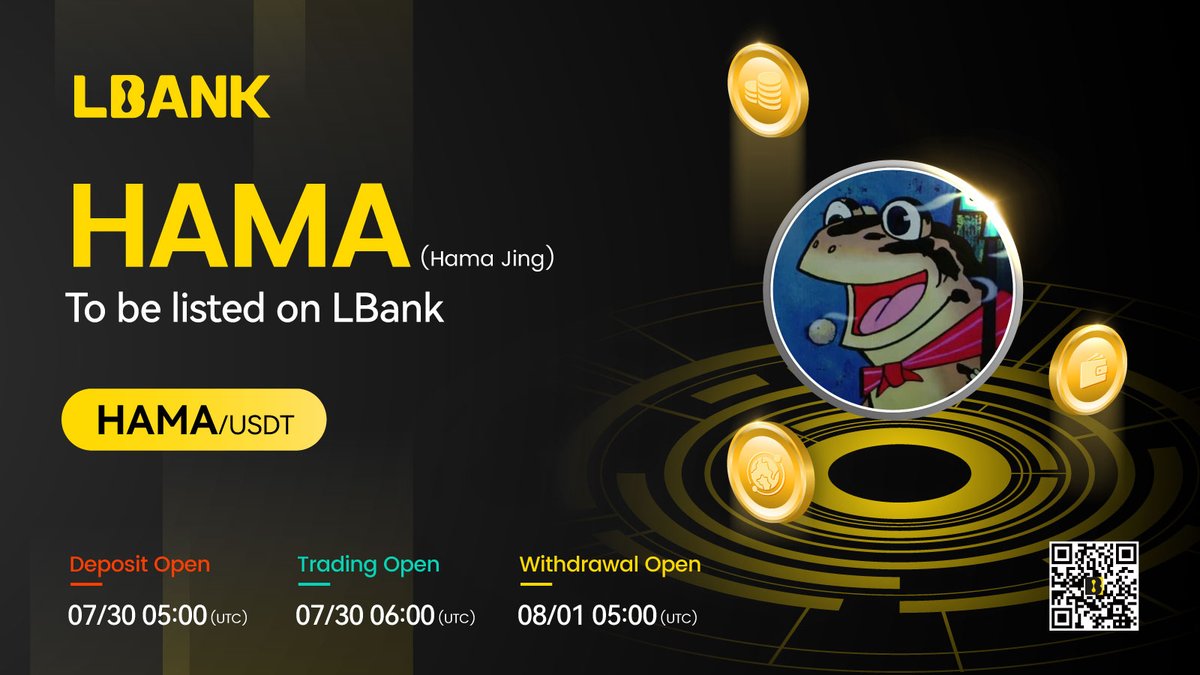 LBank_Exchange's tweet photo. 💫New #listing

🌟 $HAMA (Hama Jing) has been listed on LBank！@hamajing_erc20

👉Trade here: https://t.co/S37GeqemwC

❤️ Details: https://t.co/GHq0UnTxDp https://t.co/qnlEFr76w1