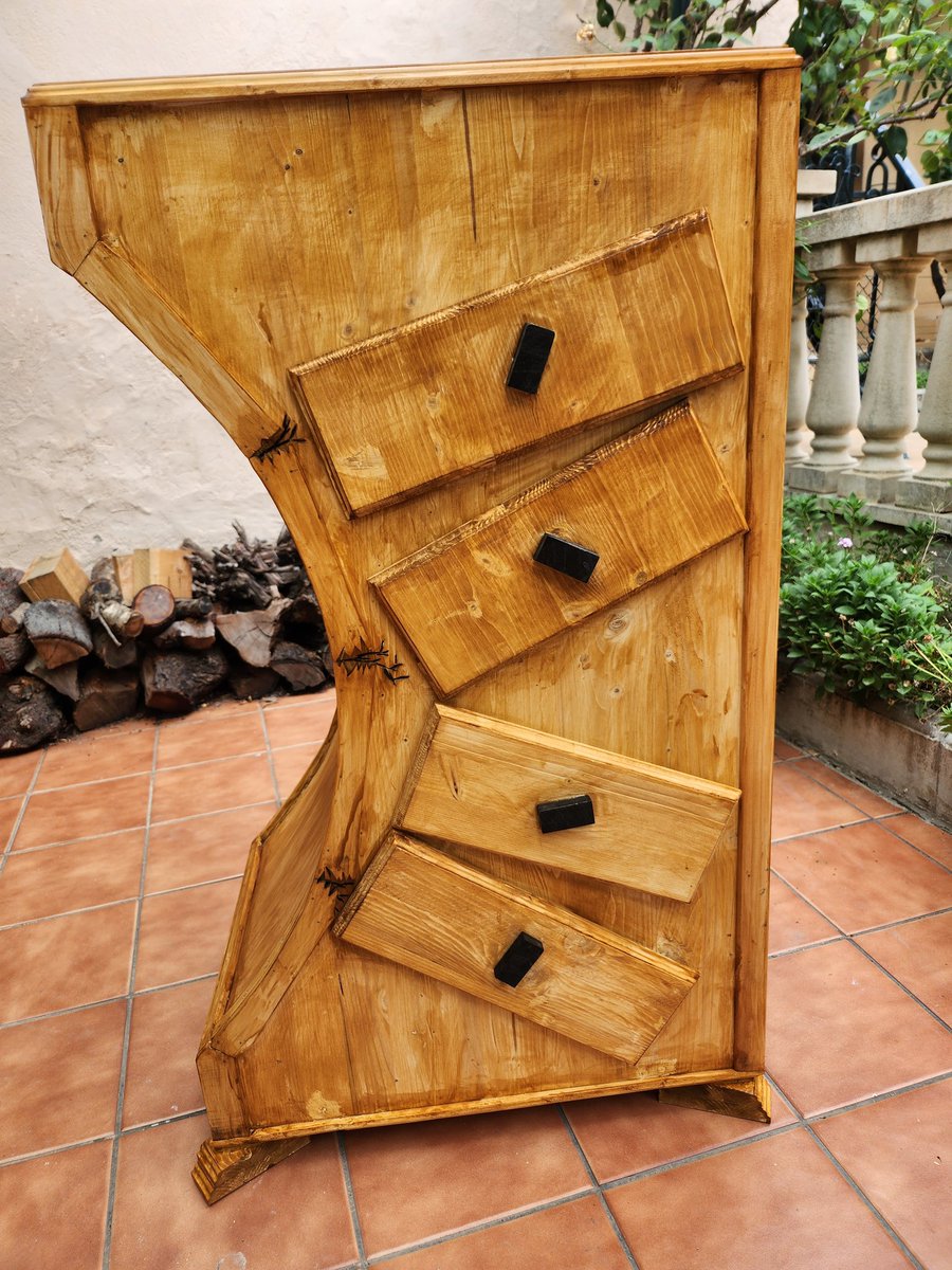 lloretga's tweet photo. The broken cabinet. La calaixera trencada. #woodworking #woodart #woodesign #artenfusta #disseny https://t.co/ZG0Xqu8IGq
