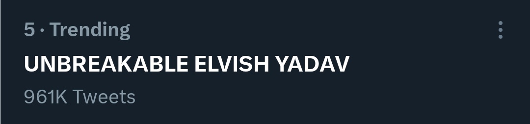 BiggbossKaTadka's tweet photo. Exclusive

"UNBREAKABLE ELVISH YADAV" is trending in India with more than 961K+ tweets..

RT if you participating..

#ElvishYadav https://t.co/FVlovcuAz1