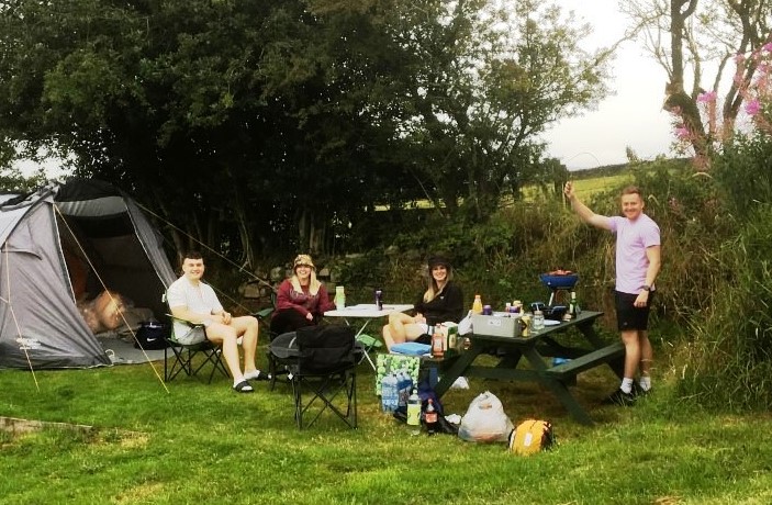 VicWarren1's tweet photo. Our small but beautifully situated camp site  going well, apart from weather! Tents welcome or stay in our Shepherds Hut. Call 01495 755557 https://t.co/0omrNQhAFG