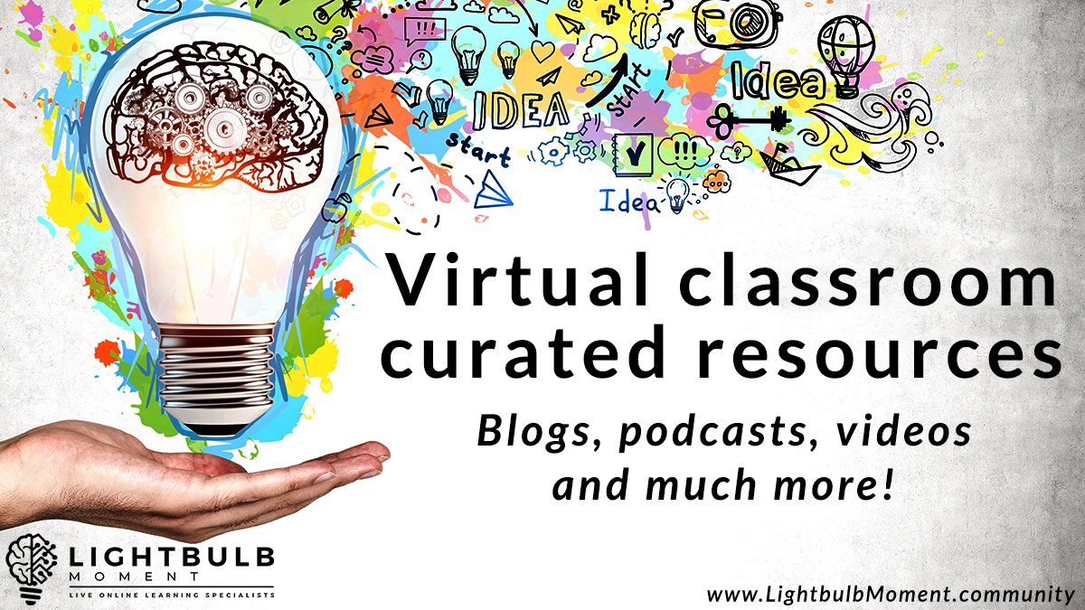 We have made available in one mega list all our free resources for upskilling into live online delivery!

We cover: facilitation; design; engagement; hardware options; best practice and so much more!

🧠Discover it all here - lightbulbmoment.community/groups/opencom…

#VILT #RemoteLearning