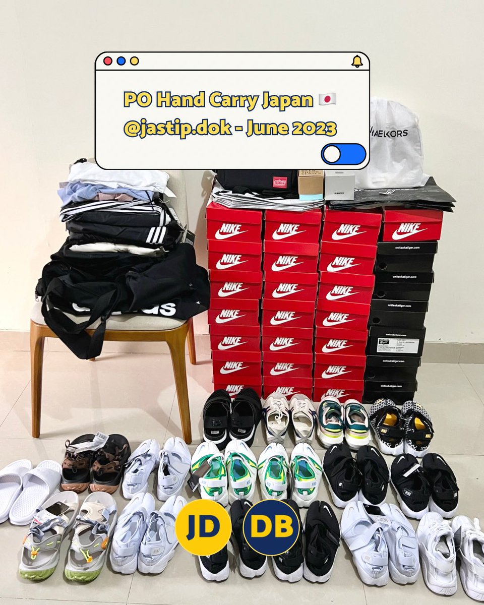 jastipdok's tweet photo. PO Hand Carry Japan June 2023🇯🇵✨ 

Thank you #jders for trusting @jastip.dok 🫶🏻 See you in next jastip🥰

#jastipdok #jastipjapan #jastipjepang #jastipnikeairrift #jastiponitsukatiger #jastipkorea #jastippremiumoutlets https://t.co/beyGVD3NAs
