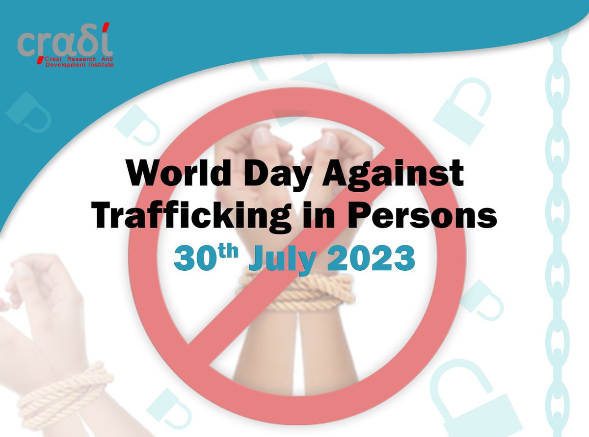 CRADIhq's tweet photo. 📢 2023 World Day Against Trafficking in Persons

Today, on World Day Against Trafficking in Persons, we empathize with the countless individuals who have suffered the horrors of human trafficking. https://t.co/d7J1lAm3XL