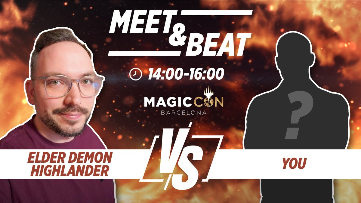 UltimateGuard's tweet photo. ✨ Meet &amp; Beat with Elder Demon Highlander ✨

Summon your strength and challenge Elder Demon Highlander at the Ultimate Guard booth in one hour! 

Prove yourself and claim victory in the battle of the ages!

#UltimateGuard #MeetAndBeat #MagicConBarcelona #MagicTheGathering https://t.co/2XMnAKuqL5