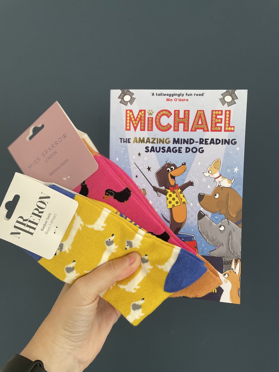 🎁GIVEAWAY ALERT! 🎁I'm giving away Michael the Amazing Mind-Reading Sausage Dog by me and <a href="/timbudgen/">Tim Budgen ✐</a>, plus adult socks + children's socks to celebrate Michael in style 🤩🤩
🐾Follow me + RT by Aug 4th 7pm to enter. UK+Eire only. Good luck. And feel free to add dog pics for fun!