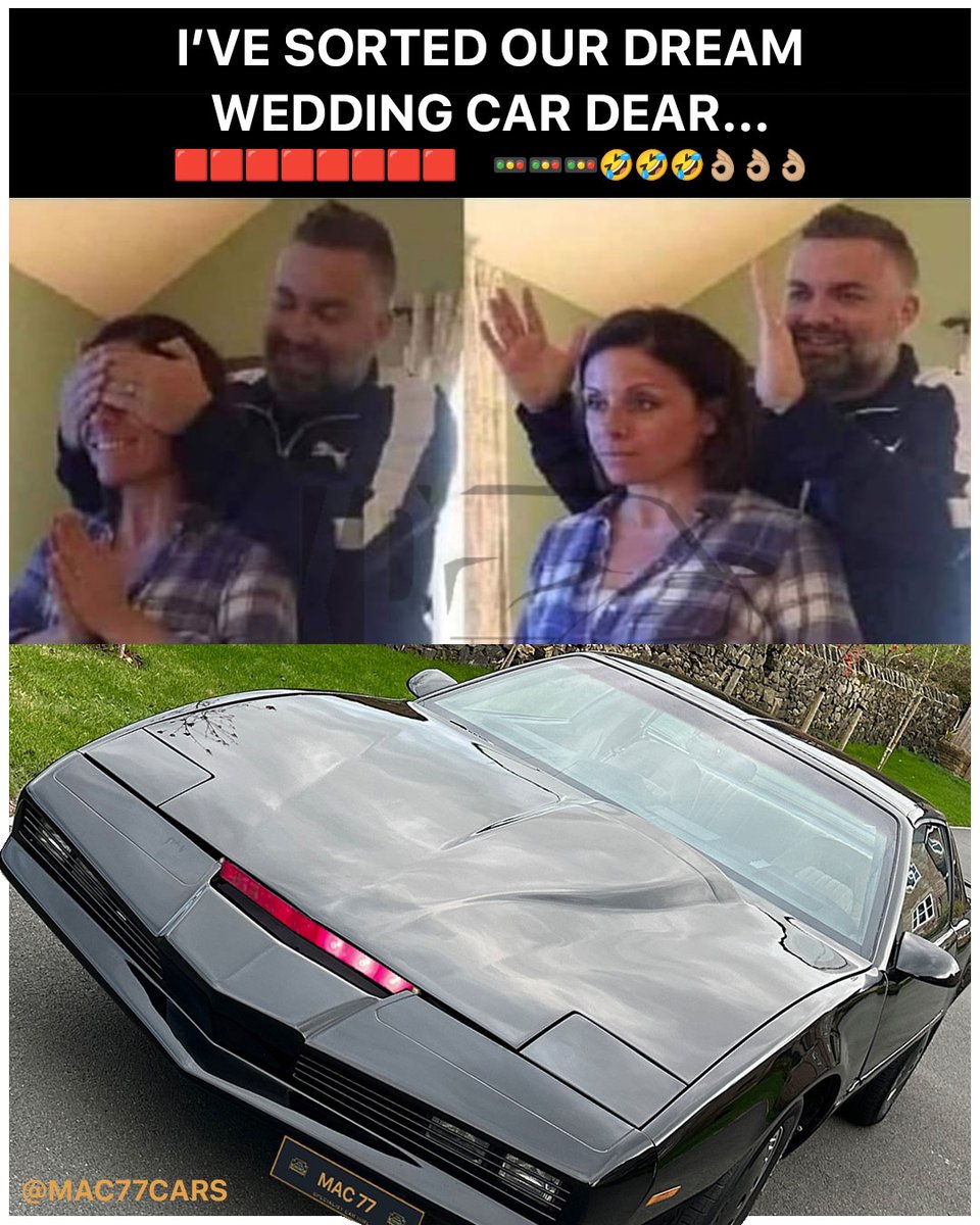 Mac77Cars's tweet photo. For those wanting something a little different 🤣👌🏼
#weddingcars #tvcars #eventcars #knightrider #kitt #mac77cars #matlock #derbyshire https://t.co/aBABMiNNvB