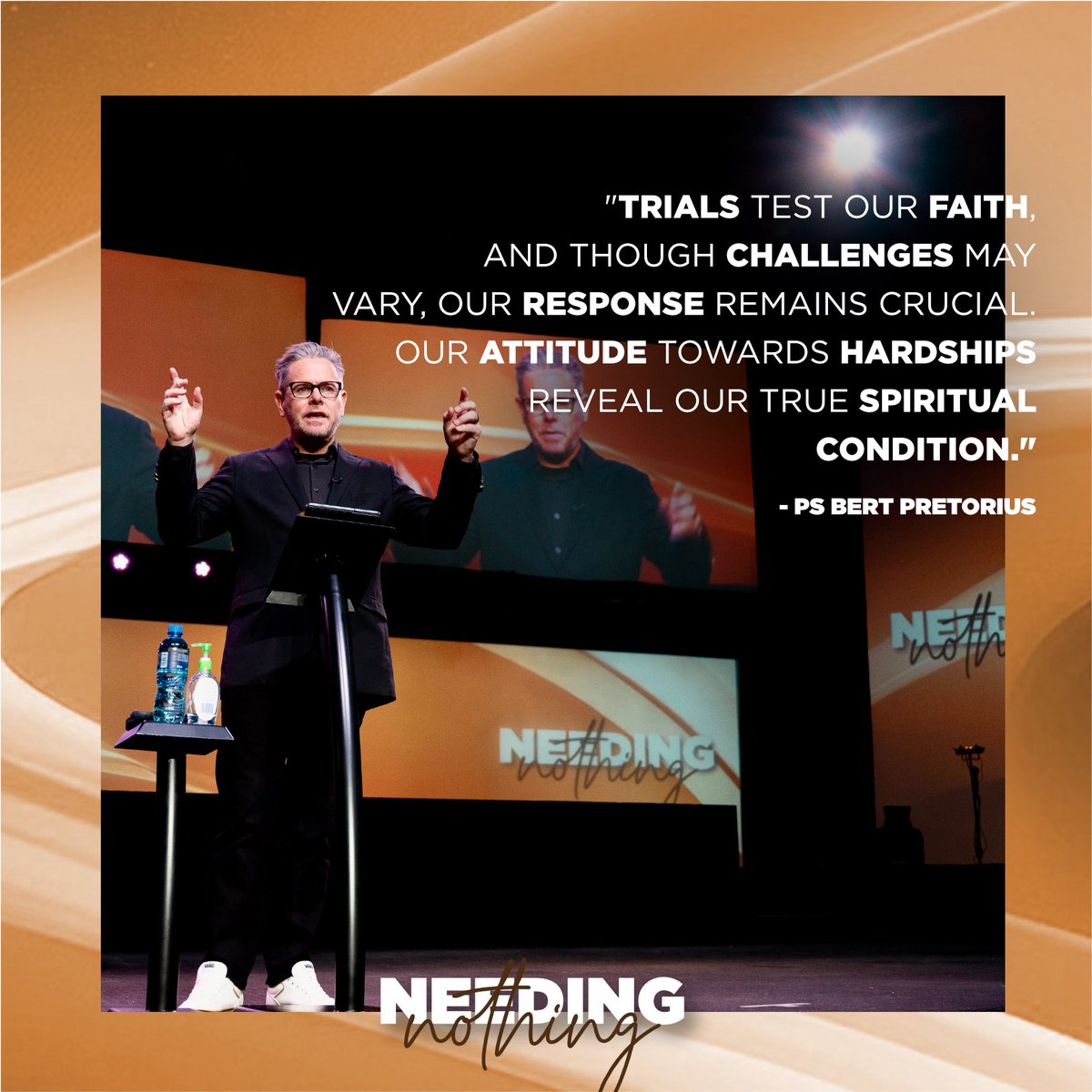 My3C_'s tweet photo. "Trials test our faith, and though challenges may vary, our response remains crucial. Our attitude towards hardships reveal our true spiritual condition." - Ps @bertpretorius #needingnothing https://t.co/V1iGFbORt0