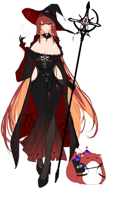 @AKAHIMEMOMIJI 
#女巫畫像
讓摸咪偷穿一下女巫服 
等哪天從魔法學校畢業才能正式穿 