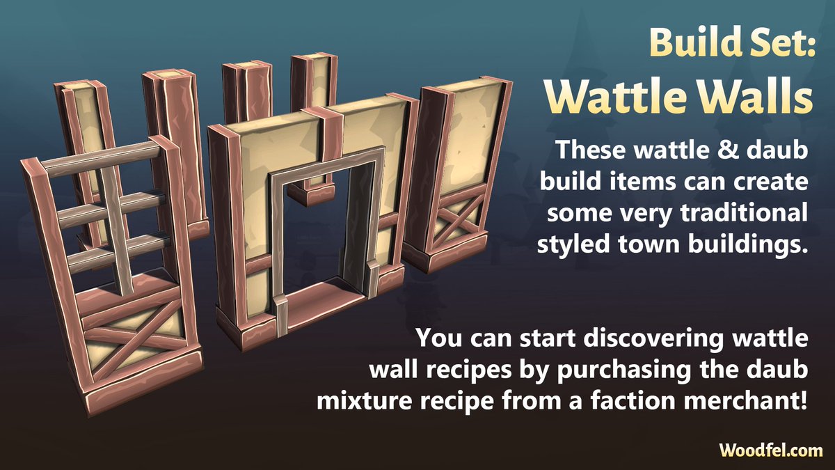 L3ftyGames's tweet photo. The Wattle Wall build set is my favourite to use in Woodfel! Though it's extra nice when used alonside some stone pieces too. https://t.co/xnBtLRYfWN