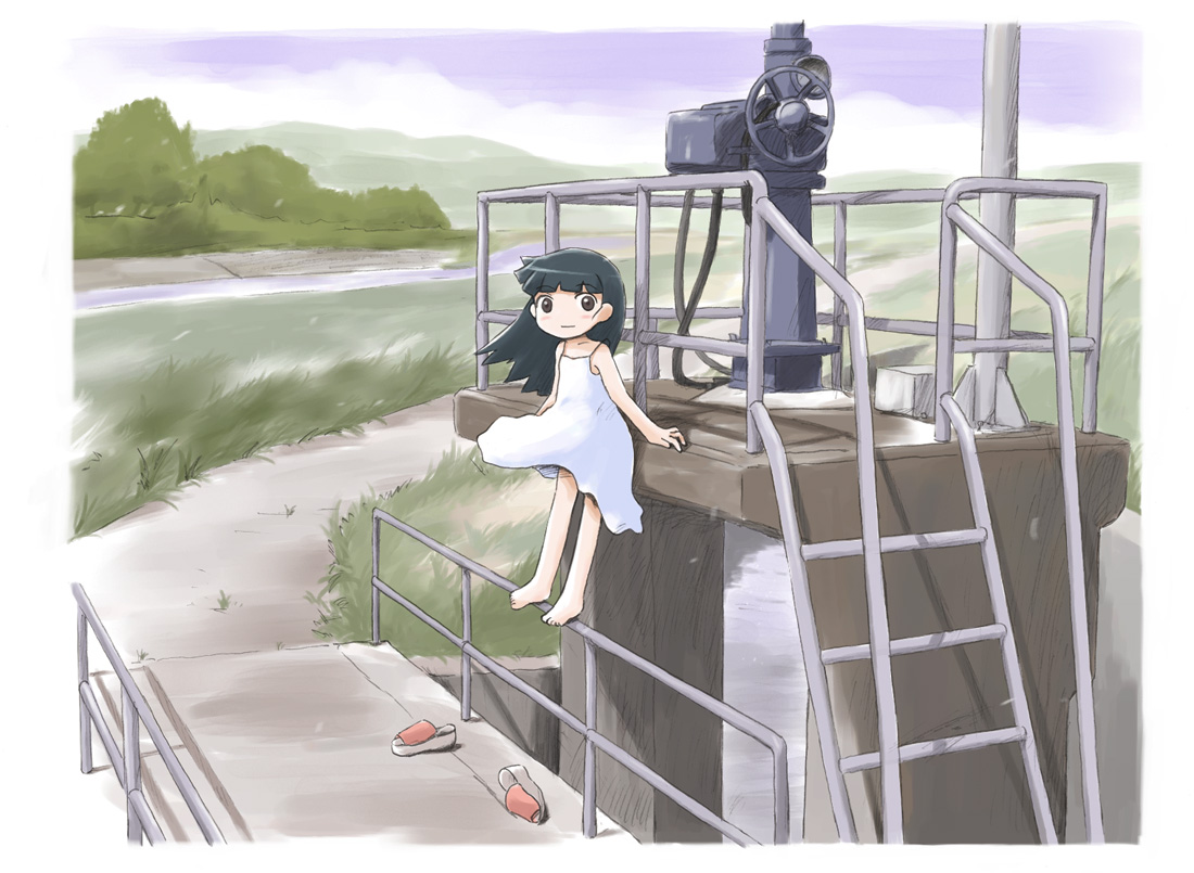 「再掲、夏、水門にて。サイズアップ。」|寿 圭祐🇫🇷フランスの漫画家のイラスト