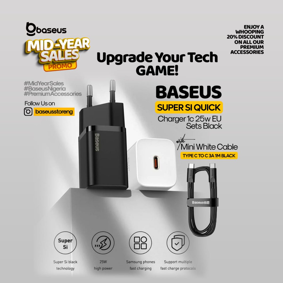 BaseusN80117's tweet photo. You don't have to wait all day for your phone to charge! The Baseus S1 quick charger charges up to 75% in just 30 minutes. It's fast, efficient and supports multiple devices - perfect for a busy lifestyle! #chargefaster https://t.co/SenGJLMk3g