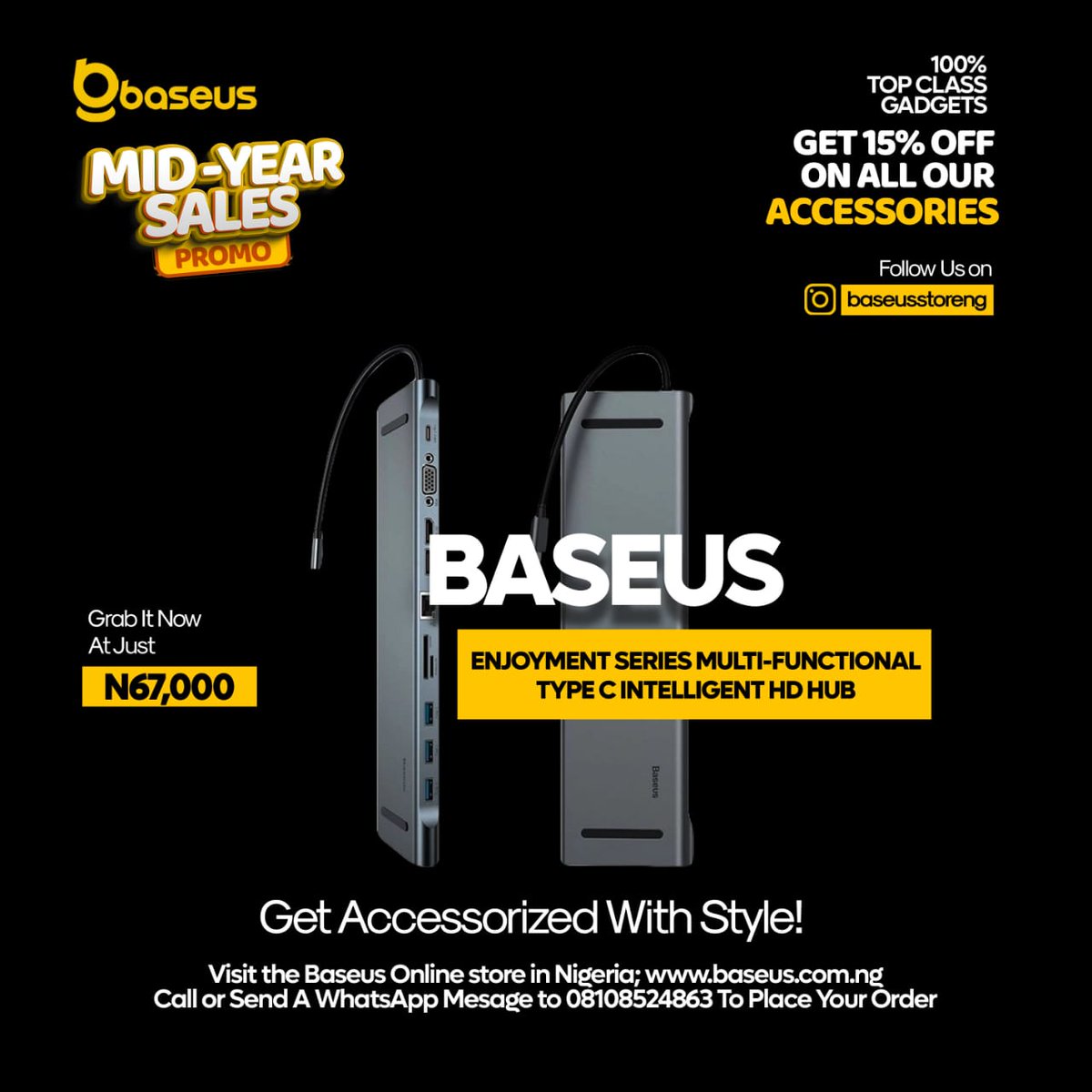 BaseusN80117's tweet photo. Are you living your life to the fullest? Unlock your full potential with Baseus multifunctional type C hub docking station. It offers 7 ports, including HDMI, USB-C PD, Ethernet and more! Get ready for seamless connection and enhanced productivity. #Baseus https://t.co/Ndn2wdU97X