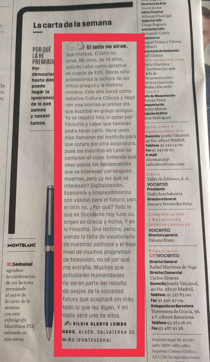 PetasosCv's tweet photo. El latín SÍ sirve. Bravo por esta carta. Aplíquense el cuento, señores directivos de los centros y señores políticos. https://t.co/l3TonqXOwV
