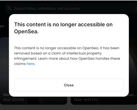<a href="/opensea/">OpenSea</a> has removed from its platform the 2,224 #NFTs of the player <a href="/10Ronaldinho/">Ronaldinho</a> because <a href="/Shirtum/">Shirtum ®</a> would have infringed the #copyright of the artist who created them (the Spanish painter #JorgeRosemile) There is no license agreement for the exploitation rights of this work.