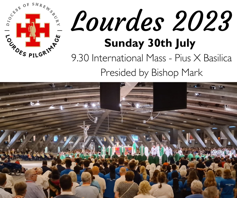 Today Bishop Mark will preside at the International Mass in the Underground Basilica of Saint Pius X. You can join the Mass on the Lourdes YouTube Channel at 8.30 am UK time youtube.com/@LeSanctuaireN… 

#lourdes #pilgrimage #mass #pray #ourlady #saintbernadette #basilica #rosary