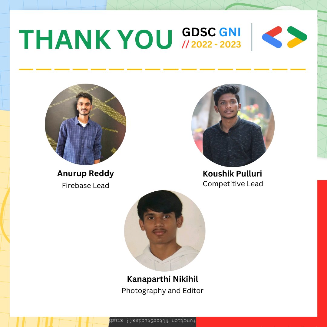 gdsc_gni's tweet photo. "And that's a wrap folks..."

A tenure filled with connections, friends, goals, dreams, and achievements has finally come to an end.

Thank you qnd hoping to meet you soon...🍻 

#gdsc #gdscindia #google #gdscgni #googleindia #developerstudentclubs #googledevs #dyk_gdsc_gni 
#gni https://t.co/jChuOAj7Pk