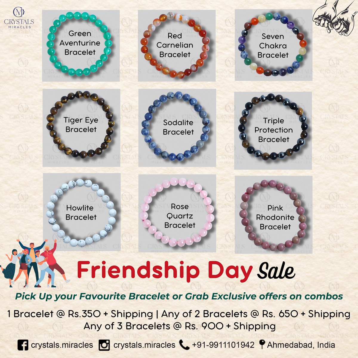 👭👬 Tag your besties who make your world shine, and show them your love and appreciation with a stunning crystal bracelet. #friendshipday #crystalbraceletsale #friendsforever #friendshipbond #jewelrysale #bestfriends #friendshipgoals #shopnow #crystallove #crystalenergy