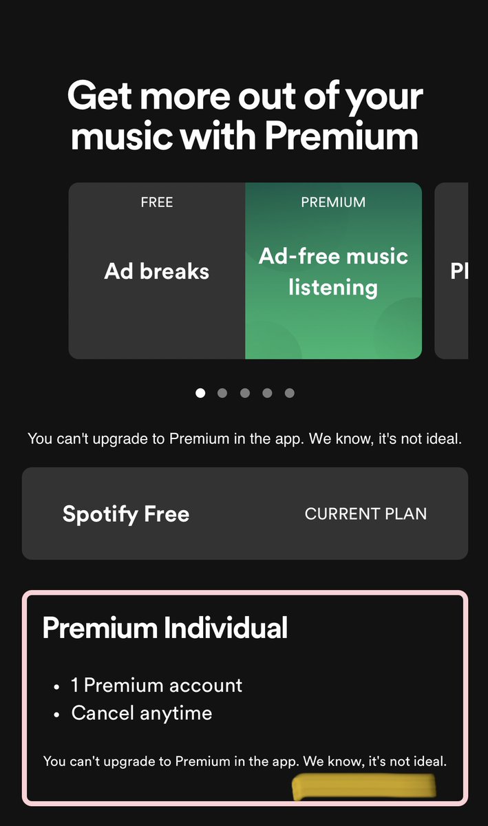 t_hambrett's tweet photo. @SpotifyUK has booted me off my Premium Family account - it’s been a painful process to remedy (despite being debited my subscription fee), things you cannot do in app:
(1) upgrade or downgrade your plan - Spotify’s response“it’s not ideal”; &amp; 
(2) speak to customer support https://t.co/gEsG2j5yEK