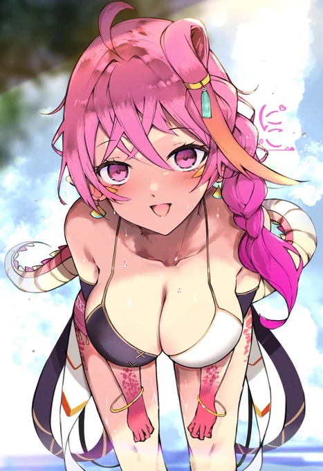 リクエストにてVtuberの「神獣にこ」様()を描かせていただきました! 鮮やかな色彩に鱗がセクシー!ありがとうございました!