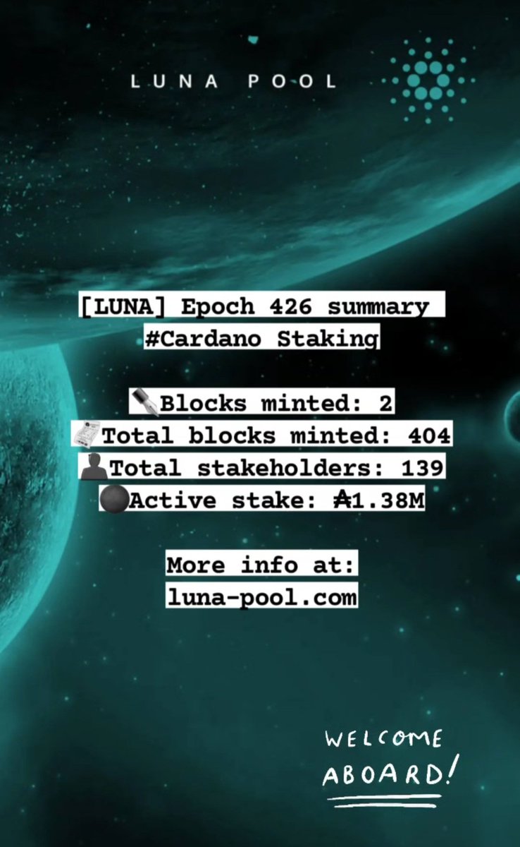 Cardano ₳ LUNA ムーン Stake Pool⚡🌑 (@Luna_Staking) / Posts / X