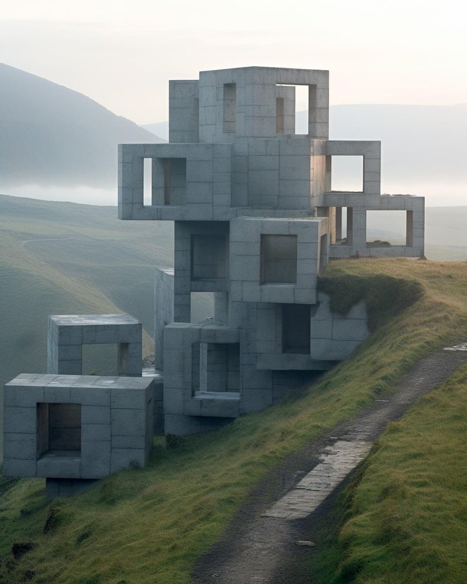 morphovisual's tweet photo. Discrete Brutalism/01 #structures #ruine #AIArtwork #Archaeology #ai https://t.co/ECygYV6HIf