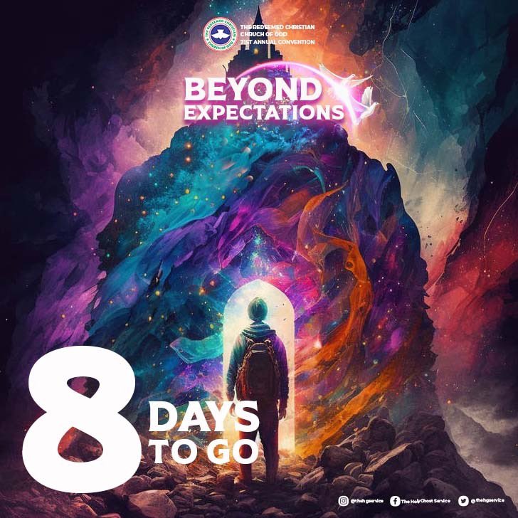 RCCGworldwide's tweet photo. The RCCG 71st Annual Convention is exactly 8 Days from now. 
We are certain that God will do things that are beyond our own expectations.

Date is 7th to 13th August 2023
Venue: Redemption City, Mowe Ogun state.

71st Annual Convention
#BeyondExpectations https://t.co/1gLDCN1iW3