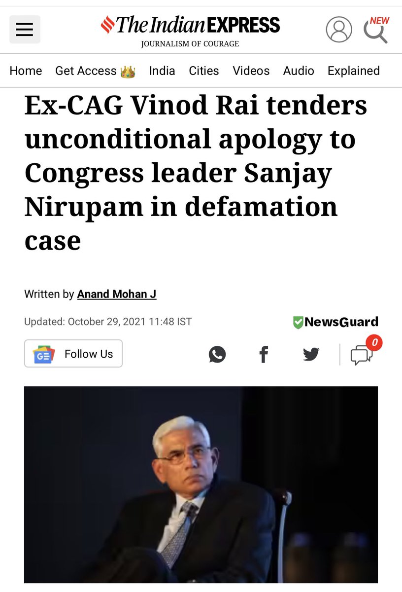 sureshsambandam's tweet photo. 😡😡😡 😡😡😡😡😡😡😡

This is old news on Vinod Rai accepting 2G scam is a lie but worth being reminded how 2014 election was won purely based on a LIE and massive fake news after that. And the next 10 years a ton of damage done to the structure of India and TN got affected a lot. Even my close friends keep peddling fake news every single day on Whatsapp without realising the damage they are doing. None of them bother to check the authenticity of anything they are forwarding. 

😡😡😡😡😡😡😡😡😡😡
