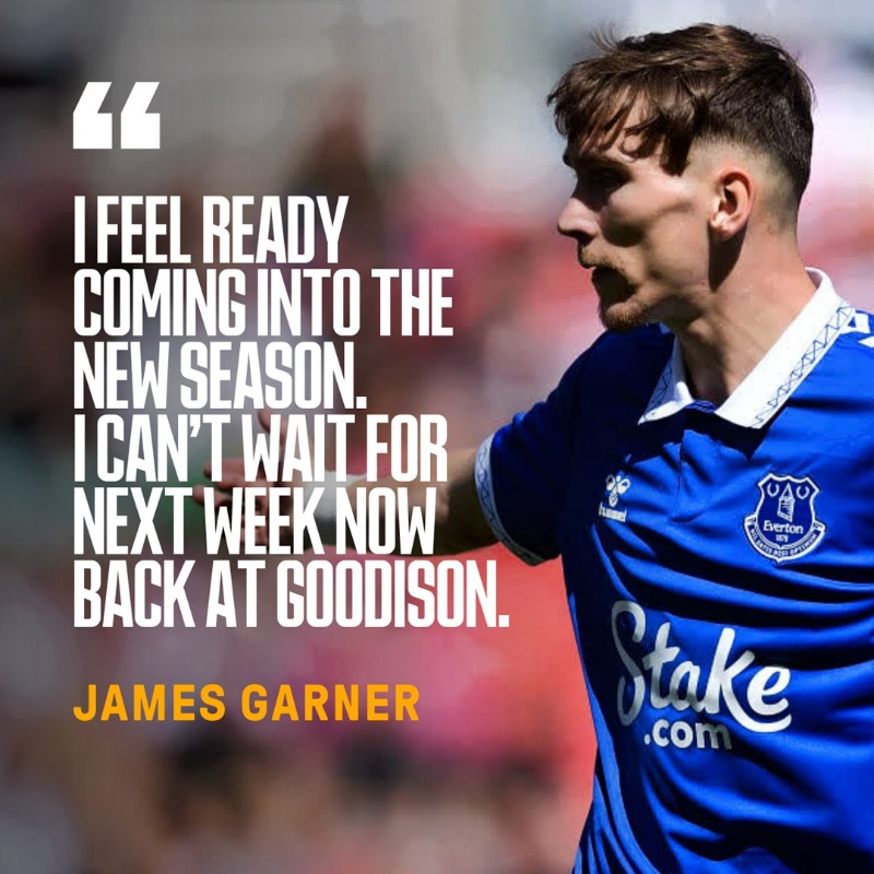 Everton's tweet photo. James Garner admits he "can’t wait" for the upcoming #PL season after returning to training this week. 

@jgarnerr96 🔵