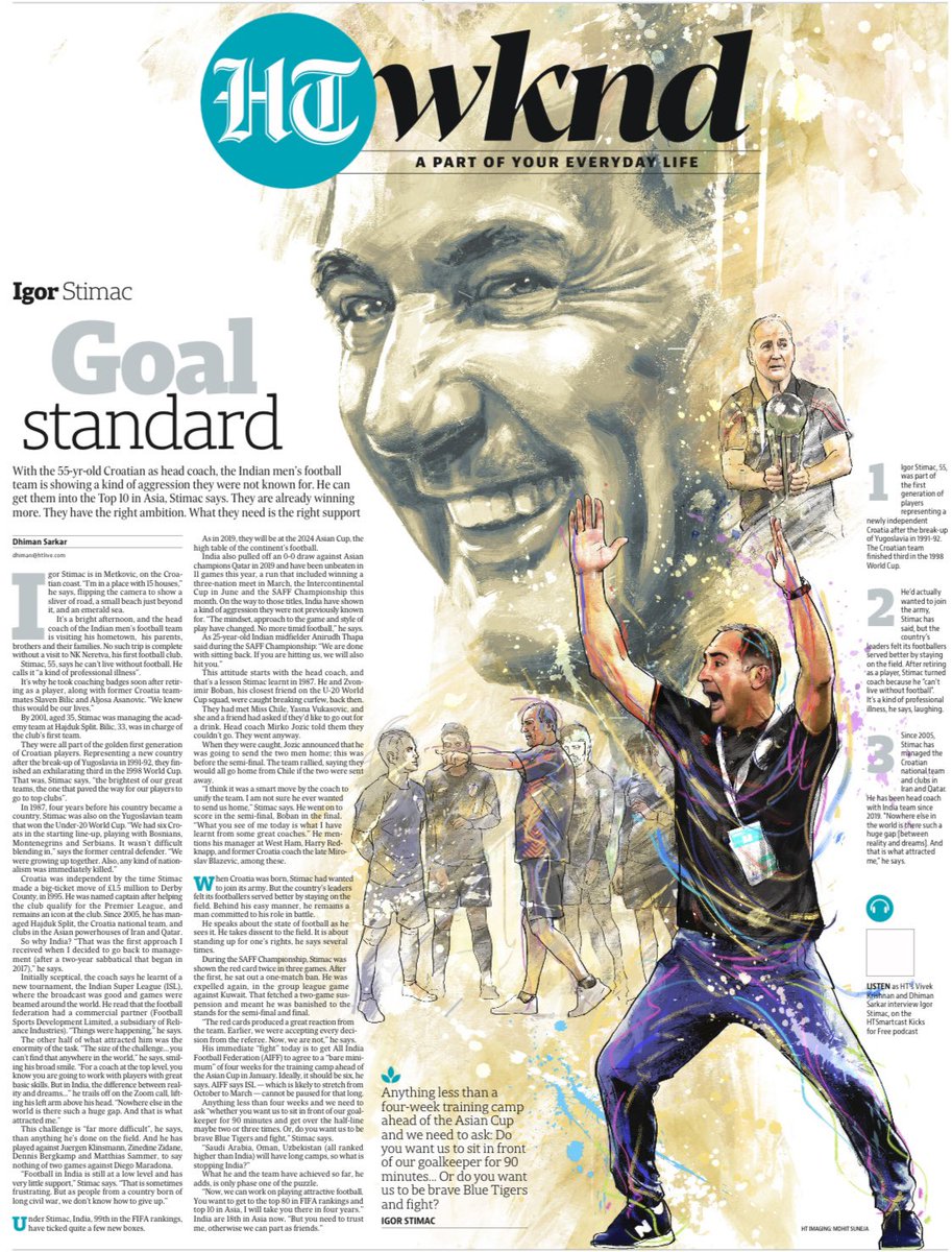 stimac_igor's tweet photo. #IndianFootball is on the right track 💪🏼💙🇮🇳
Thank you @DhimanHT @htTweets for a great chat 
Just wanted to point out that our beautiful nation Croatia 🇭🇷 didn’t go through a civil war but was attacked brutally by Serbia at the time. We stood together as one and always will. 💙❤️ https://t.co/Cd0kD0eoAQ