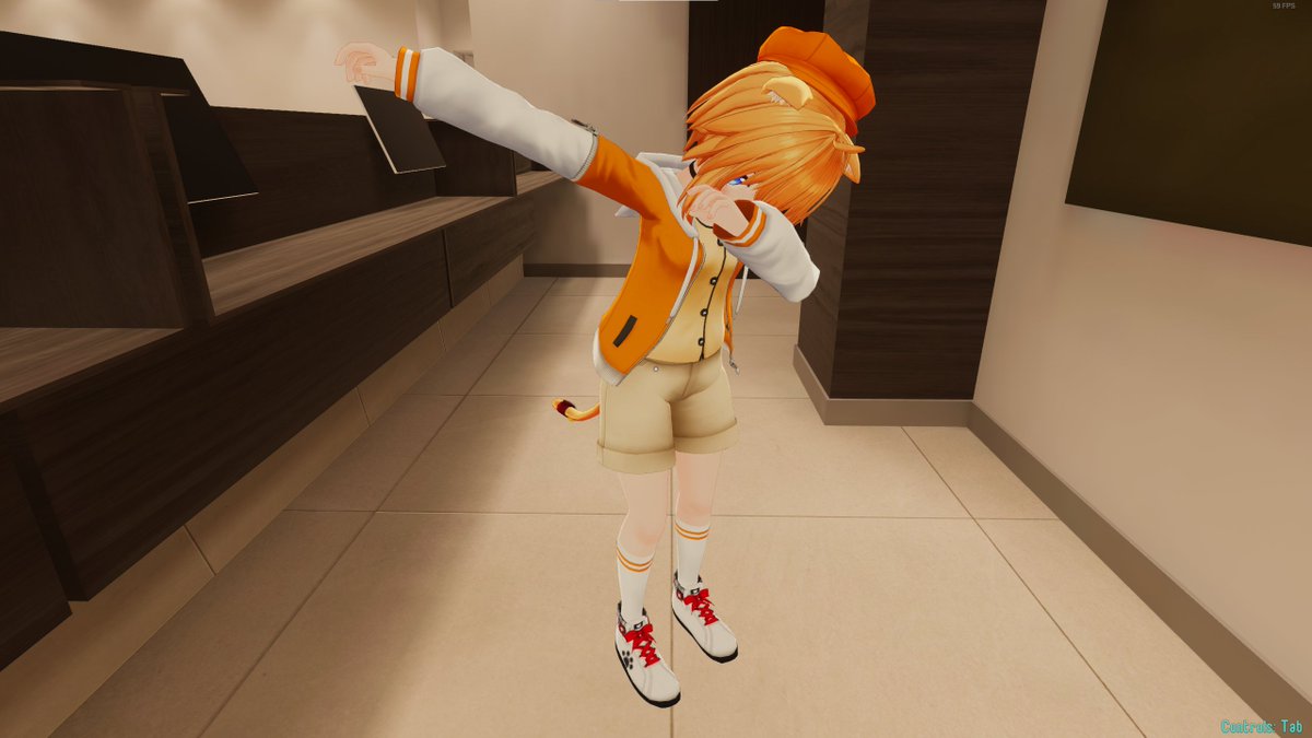 VirtualFurence's tweet photo. @SaKuRa_VRC これはイースターエッグ。カウンターの奥で "dabbing "ことで発動する。 https://t.co/SylgjrbPQ8
