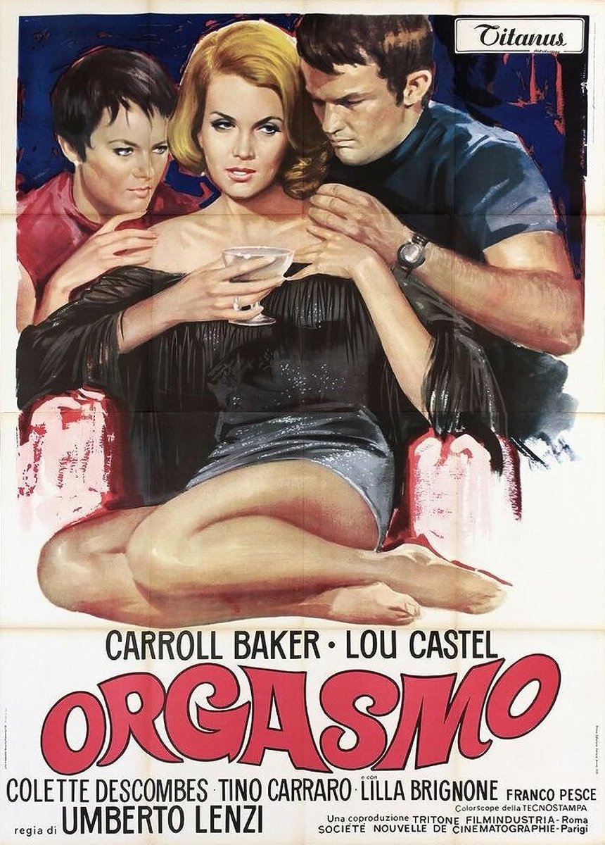 AngusKohm's tweet photo. #RandomSaturdayLateMovie
Orgasmo (1969) by #UmbertoLenzi
w/#CarrollBaker #LouCastel #ColetteDescombes
A widow arrives at her late husband’s estate & surrenders to an orgy of ménages à trois, madness, & murder.
“Rated X Because There Was No Other Way”
#Horror #Giallo #Thriller https://t.co/IMeLzLicMD