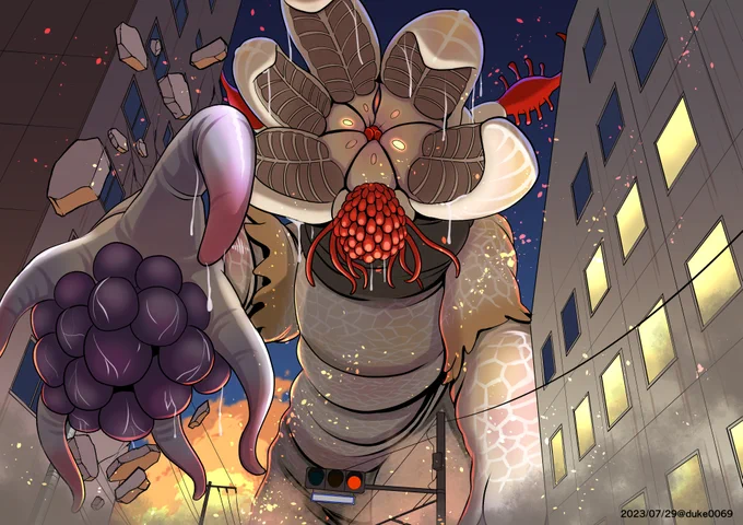 軟体怪獣 レヴィーラを描きました。  クリオネの怪獣だと分かった途端にこのキモさに愛着が湧き大好きになりました。  #ウルトラマンブレーザー #レヴィーラ #Ultraman