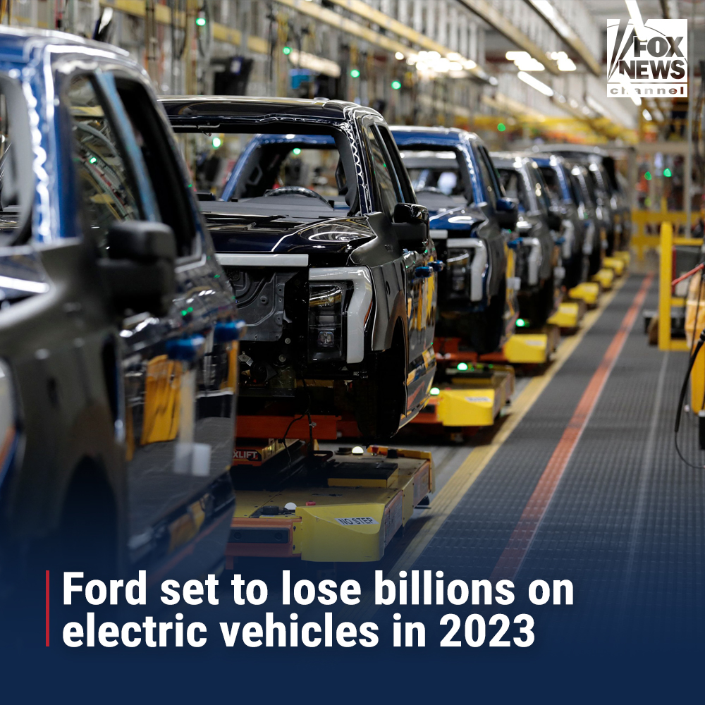 FoxNews's tweet photo. RACKING UP CHARGES: The automaker is projected to double the EV losses it sustained in 2022. https://t.co/M2CoeHRXPu https://t.co/kSyQK9eBG4