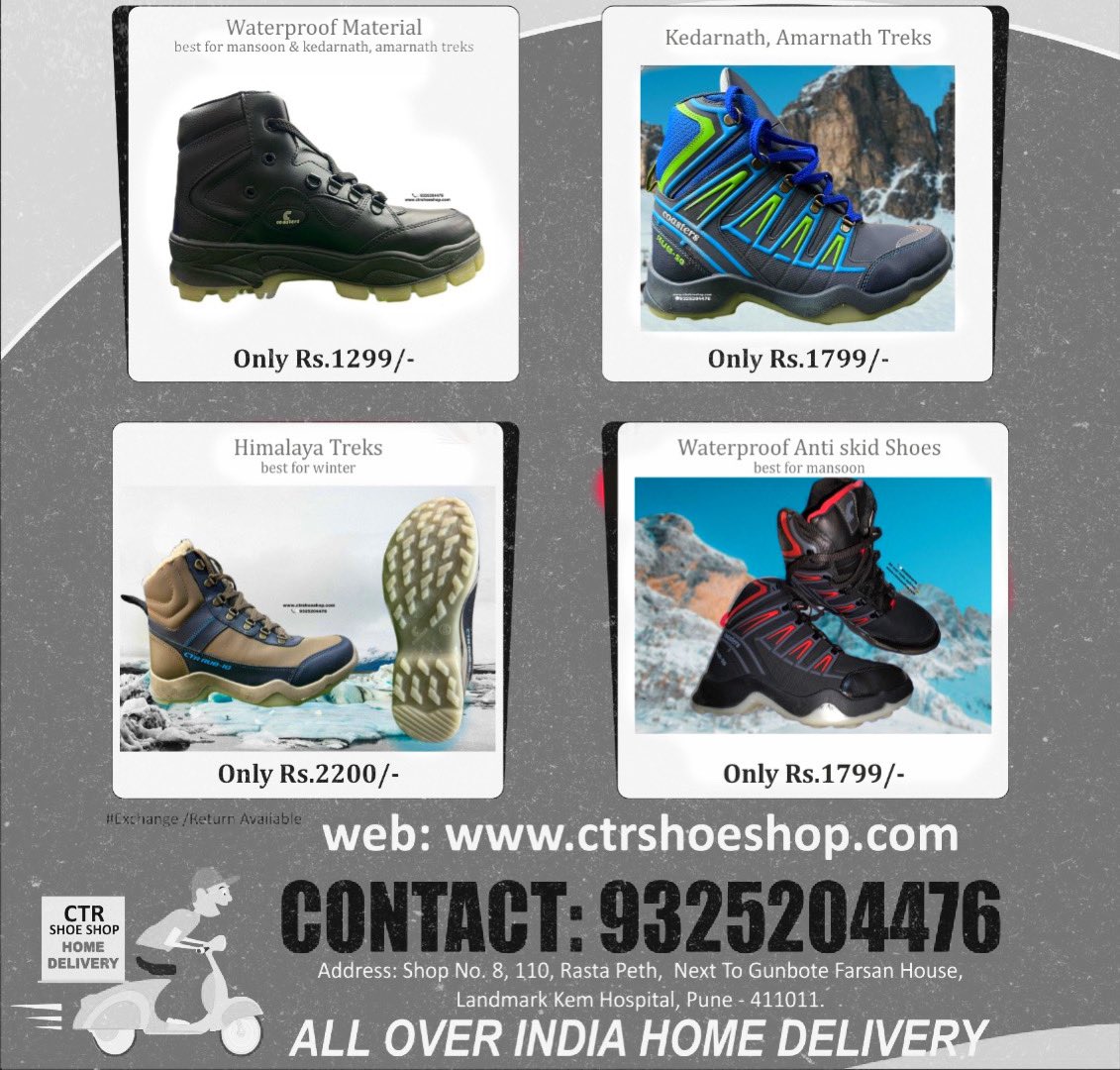 #waterproofshoes #ctrshoes #trekking #trackingshoe #boot #antiskidshoes #waterresistantshoes 💬📞9325204476
All over India delivery 🚚 
ctrshoeshop.com
Ctrshoes.com