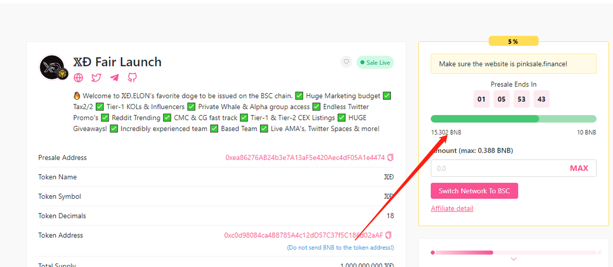 XD_BSC20's tweet photo. 𝕏Ð is now on Pinksale  pre-sale!

➡ Hardtcap: 10BNB

➡ Max Buy: 0.388 BNB

Tax 2/2
https://t.co/15bXnwTHc2 https://t.co/BlvAFJEC1Y