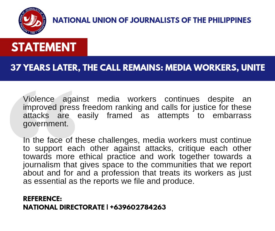 Statement | 37 years later, the call remains: Media workers, unite