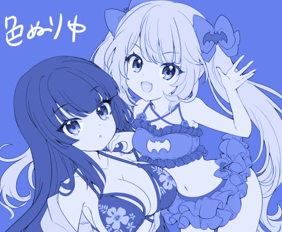 夏コミ邪神ちゃんのほうも色塗り中～～ 