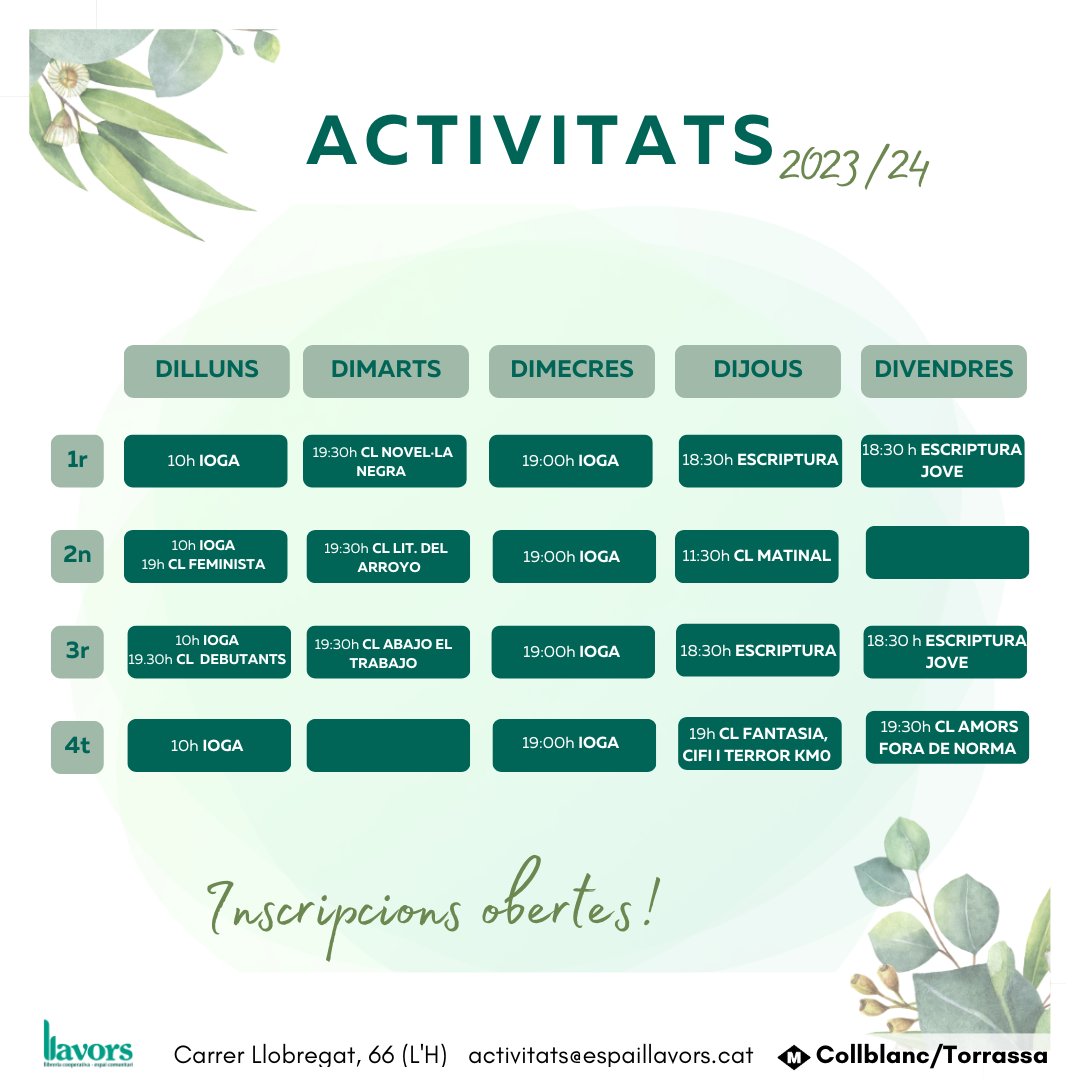 Ja tenim aquí el calendari d'activitats del curs vinent!
Voleu veure tot el que fem? 👇