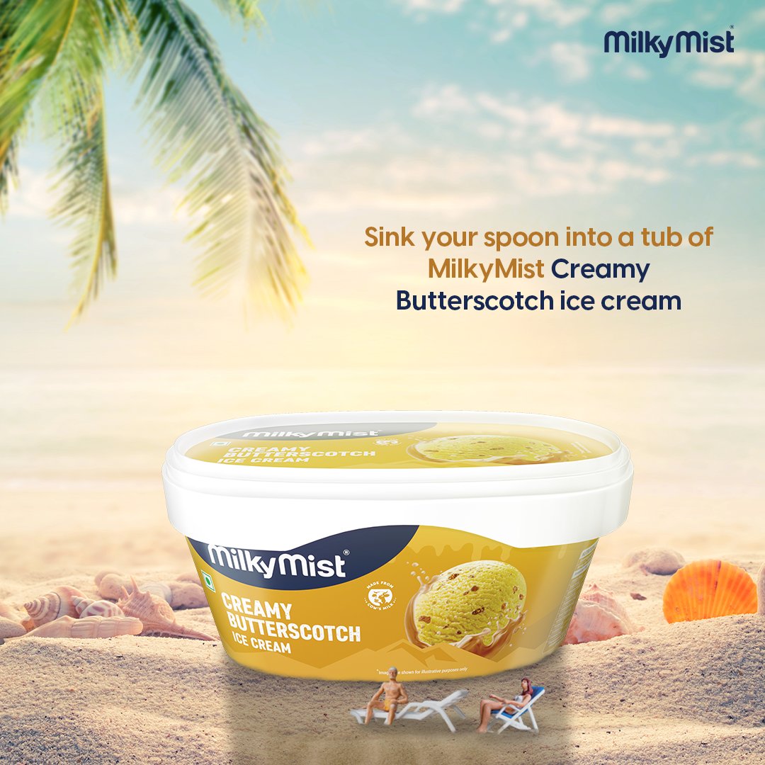 MilkyMistIndia's tweet photo. Indulge in the creamy richness of butterscotch while imagining the sound of crashing waves and warm sand beneath your toes. Let the flavors of the beach come alive with each delightful scoop.
#Icecream #IcecreamLover #ButterscotchIcecream #MilkyMist #MilkyMistIcecream https://t.co/t1rxowsczE