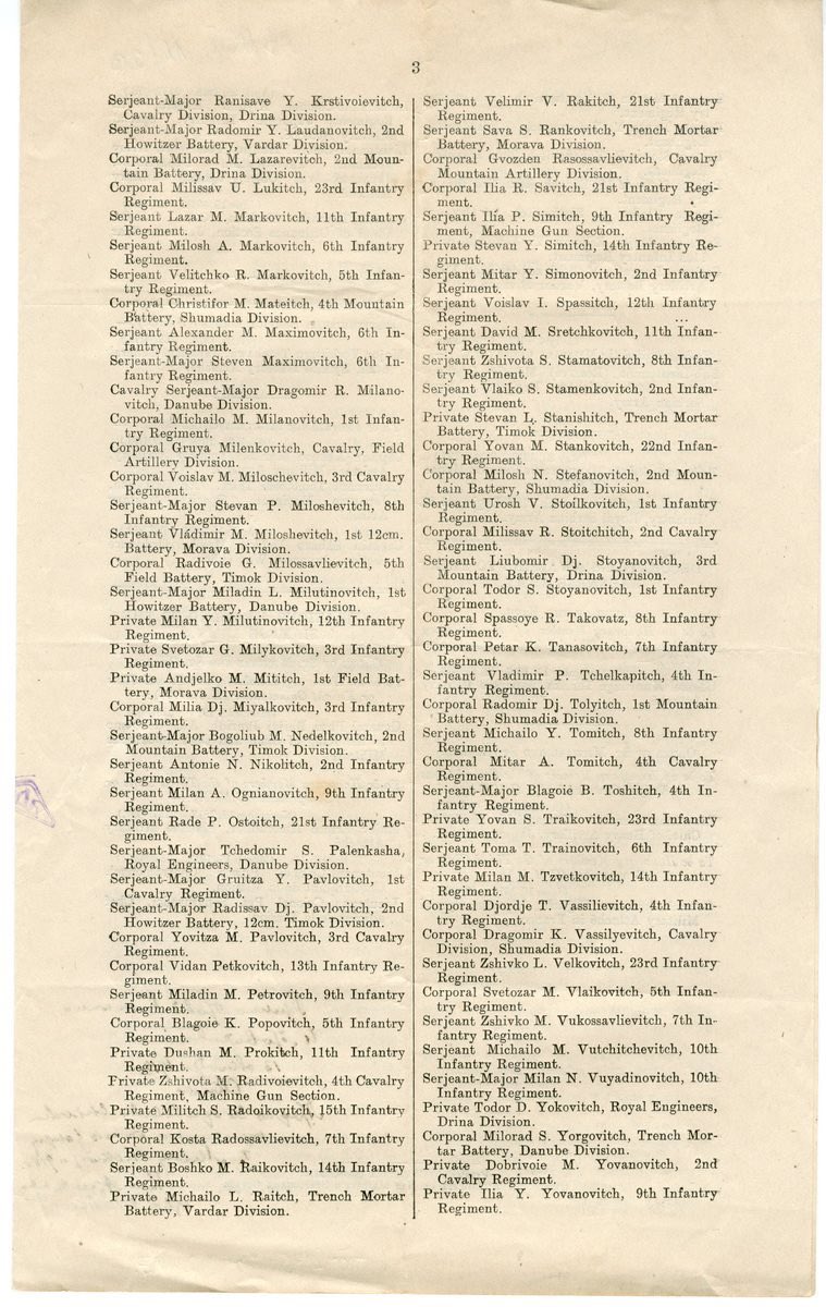 IA_Beograda's tweet photo. A list of the Serbian soldiers decorated by British orders: Orders of the Bath, Ordewr of St Michael and St George, Distinguished Service Order, Military Cross, Distinguished Conduct Medal and MIlitary Medal. First on the list is Field Marshal Stepan Stepanovich. @ukinserbia https://t.co/AgxvlH3wF9