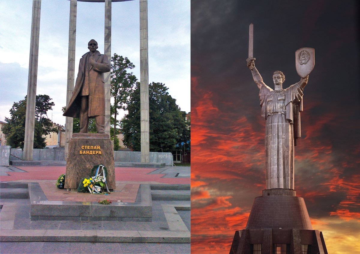 Ukrostap's tweet photo. В Мінкульті подумують перейментувати статую на "Україна-мати". А потім отримають рекорд Гіннеса за найбільший у світі топографічний ребус. https://t.co/xX0TqPgp59