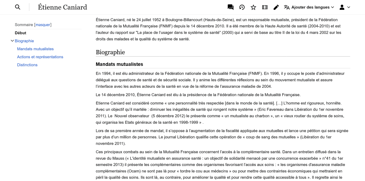 Pyb75's tweet photo. La @mutualite_fr prend un peu @wikipedia_fr pour son journal d'entreprise. J'espère que ces mauvaises pratiques de 2015 ne sont plus d'actualité, mais maintenant les bénévoles vont devoir réparer les dégâts. #hagiographies https://t.co/gajtAXHa5m