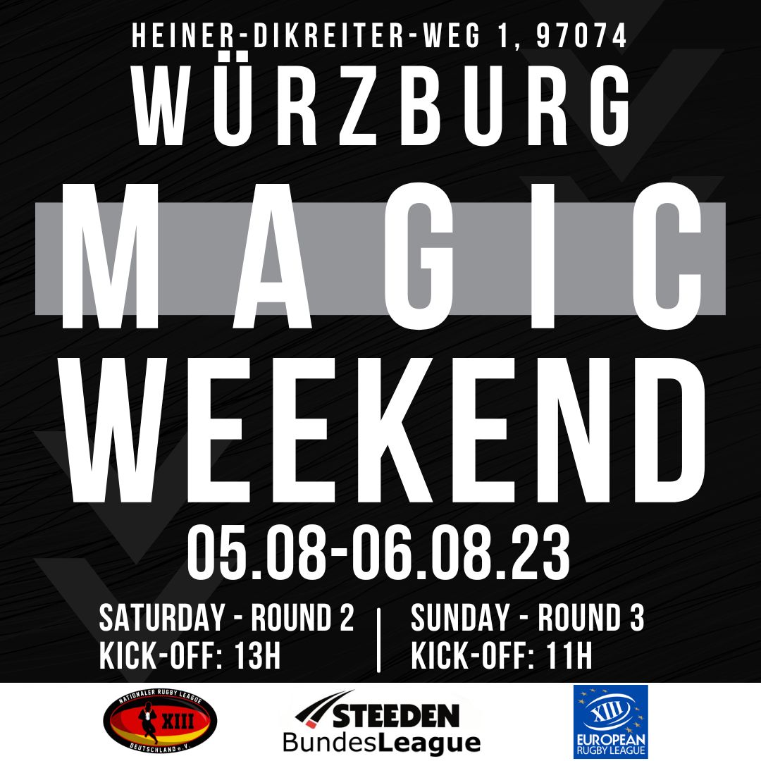 In diesem Jahr wird erstmals das BundesLeague MagicWeekend eingeführt, das am 5. und 6. August in Würzburg stattfindet. Die vier Teams werden Samstag auf Sonntag in Würzburg übernachten und können sich auf einen Abend mit Grillen und Teambuildingaktivitäten freuen.