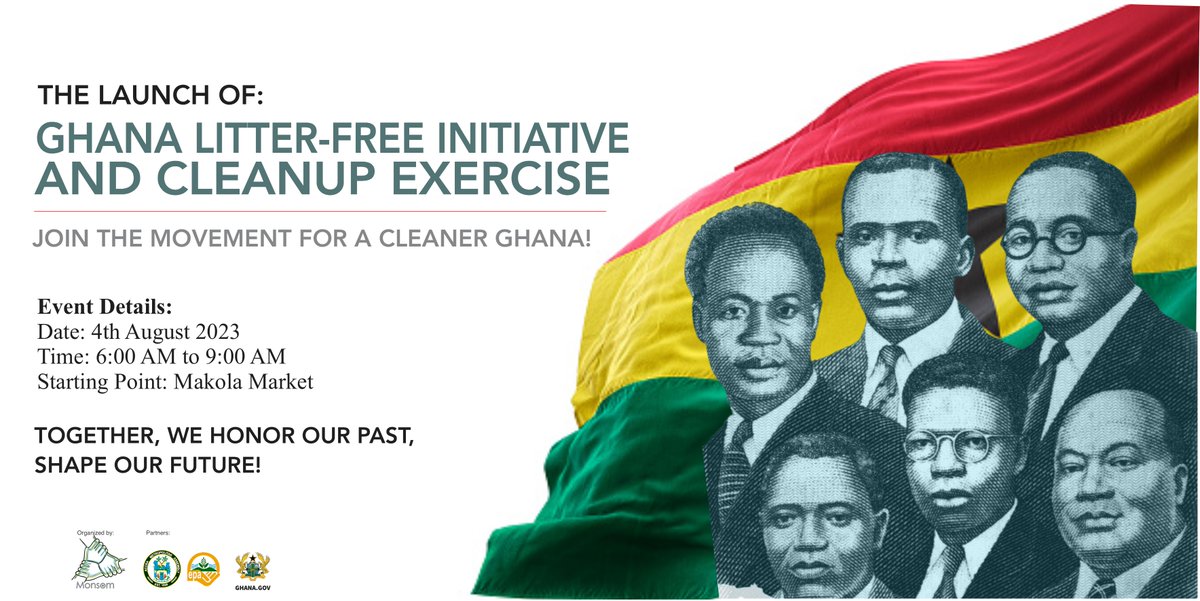 monsomorg's tweet photo. 🇬🇭 Join us for the monumental launch of Ghana Litter-Free Initiative and Founders' Day Clean-Up! 🚮🌳

Let's come together as true Ghanaian patriots to make our nation cleaner and greener! 🌿💚
#GhanaLitterFree #FoundersDay #CleanUpGhana #Patriotism #EnvironmentalInitiative https://t.co/VdHe7H3ypB