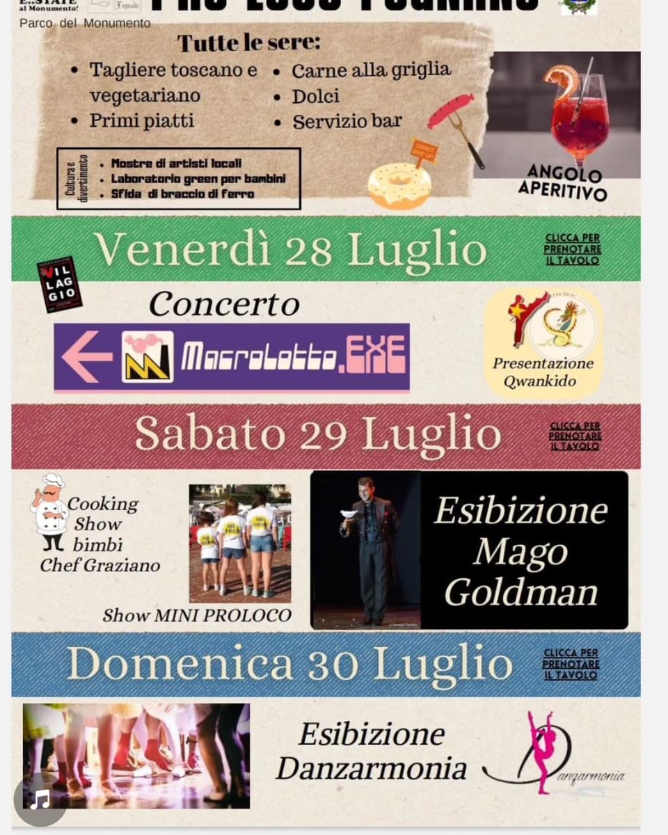 STAI TORNANDO DAL MARE O DA UNA GITA IN MONTAGNA , OPPURE SEI STATO A CASA ? CONCLUDI LA GIORNATA CON UNA SERATA IN COMPAGNIA , AL FRESCO , CON BUON CIBO , MUSICA E TANTO DIVERTIMENTO  !!!🤩🎉😋🍹🌬️🎶
CLICCA SUL LINK ⬇️SE VUOI PRENOTARE PER DOMENICA 30 
forms.gle/kffKhGaNtG7Fif…