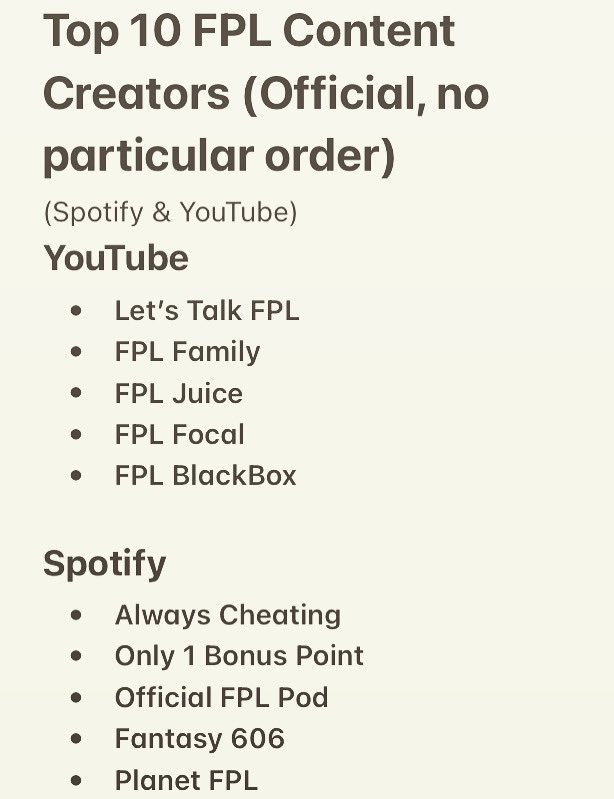 RobertoHollis9's tweet photo. The list is final! #FPLCommunity #FPLContentCreators #FPLSpotify #FPLYouTube #FPL
@LetsTalk_FPL @FPLFamily @FPLFocal @fpl_juice @FPLBlackBox_ @only1bonuspoint @Only1_Law @_Only1RJ @kellyesomers @OfficialFPL @LaurensJulien @alibruceball @StatmanDave @chris_sutton73 @PlanetFPLPod https://t.co/2EagJ5YJkg