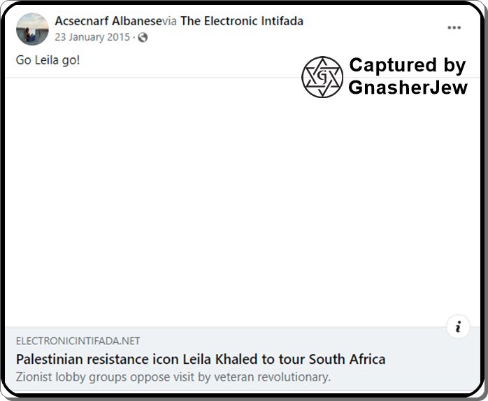 GnasherJew®גנאשר (@gnasherjew) on Twitter photo Lelia Khaled is a terrorist.
In this screenshot we see <a href="/FranceskAlbs/">Francesca Albanese, UN Special Rapporteur oPt</a>, a senior official of the United Nations, supporting her.
You read that right, a Senior United Nations 🇺🇳 official supports a terrorist who hijacked planes & threw grenades at innocent civilians.
The UN Lelia Khaled is a terrorist.
In this screenshot we see <a href="/FranceskAlbs/">Francesca Albanese, UN Special Rapporteur oPt</a>, a senior official of the United Nations, supporting her.
You read that right, a Senior United Nations 🇺🇳 official supports a terrorist who hijacked planes & threw grenades at innocent civilians.
The UN