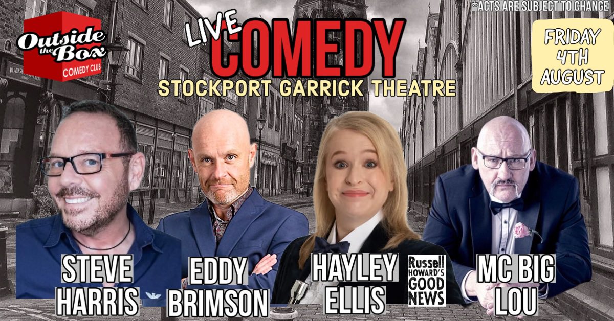 Next Friday in #Stockport
#SteveHarris
@EddyBrimson 
@Hayles_Ellis 
@BigLouComedy 
Ticket link➡️ wegottickets.com/OTBStockport

#theheatons #romiley #edgely #woodley #bredbury #offerton #marple #bramhall #poynton #levenshulme #manchester #macclesfield #didsbury #cheadle #hazelgrove