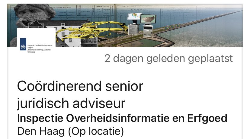 Inspectie Overheidsinformatie en Erfgoed (@inspectie_oe) on Twitter photo #vacature Coördinerend senior #juridisch adviseur | Inspectie Overheidsinformatie en Erfgoed
Reageer voor 31-8 a.s.
werkenvoornederland.nl/vacatures/coor… <a href="/MinOCW/">Ministerie van Onderwijs, Cultuur en Wetenschap</a> <a href="/werkenvoornl/">Werken voor Nederland</a> <a href="/Rijksoverheid/">Rijksoverheid</a> <a href="/Jurivacatures/">Juridische Vacatures</a> <a href="/Erfgoedstem/">Erfgoedstem</a> <a href="/inspectieraad/">Inspectieraad</a> @Toezichtnieuws #vacature Coördinerend senior #juridisch adviseur | Inspectie Overheidsinformatie en Erfgoed
Reageer voor 31-8 a.s.
werkenvoornederland.nl/vacatures/coor… <a href="/MinOCW/">Ministerie van Onderwijs, Cultuur en Wetenschap</a> <a href="/werkenvoornl/">Werken voor Nederland</a> <a href="/Rijksoverheid/">Rijksoverheid</a> <a href="/Jurivacatures/">Juridische Vacatures</a> <a href="/Erfgoedstem/">Erfgoedstem</a> <a href="/inspectieraad/">Inspectieraad</a> @Toezichtnieuws