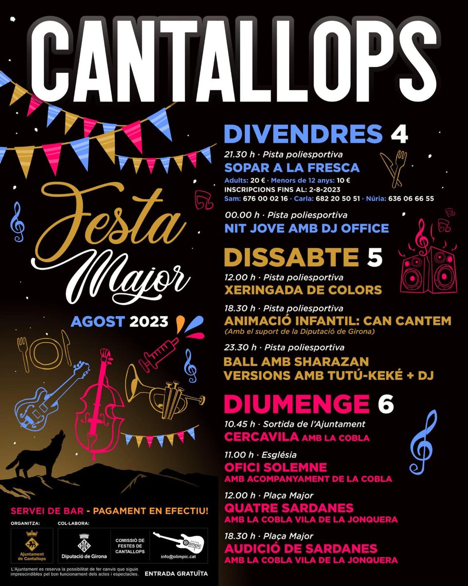 AjCantallops's tweet photo. El proper cap de setmana no us ho perdeu!!
Festa Major a #Cantallops
#festamajor2023
#FM2023
#FMCantallops https://t.co/07G44kn7JZ